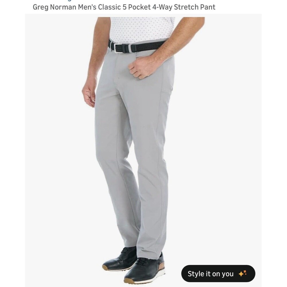 NWT  Greg Norman Ultimate 5 Pocket Men's 34 X 32 Stretch Golf Pants Gray